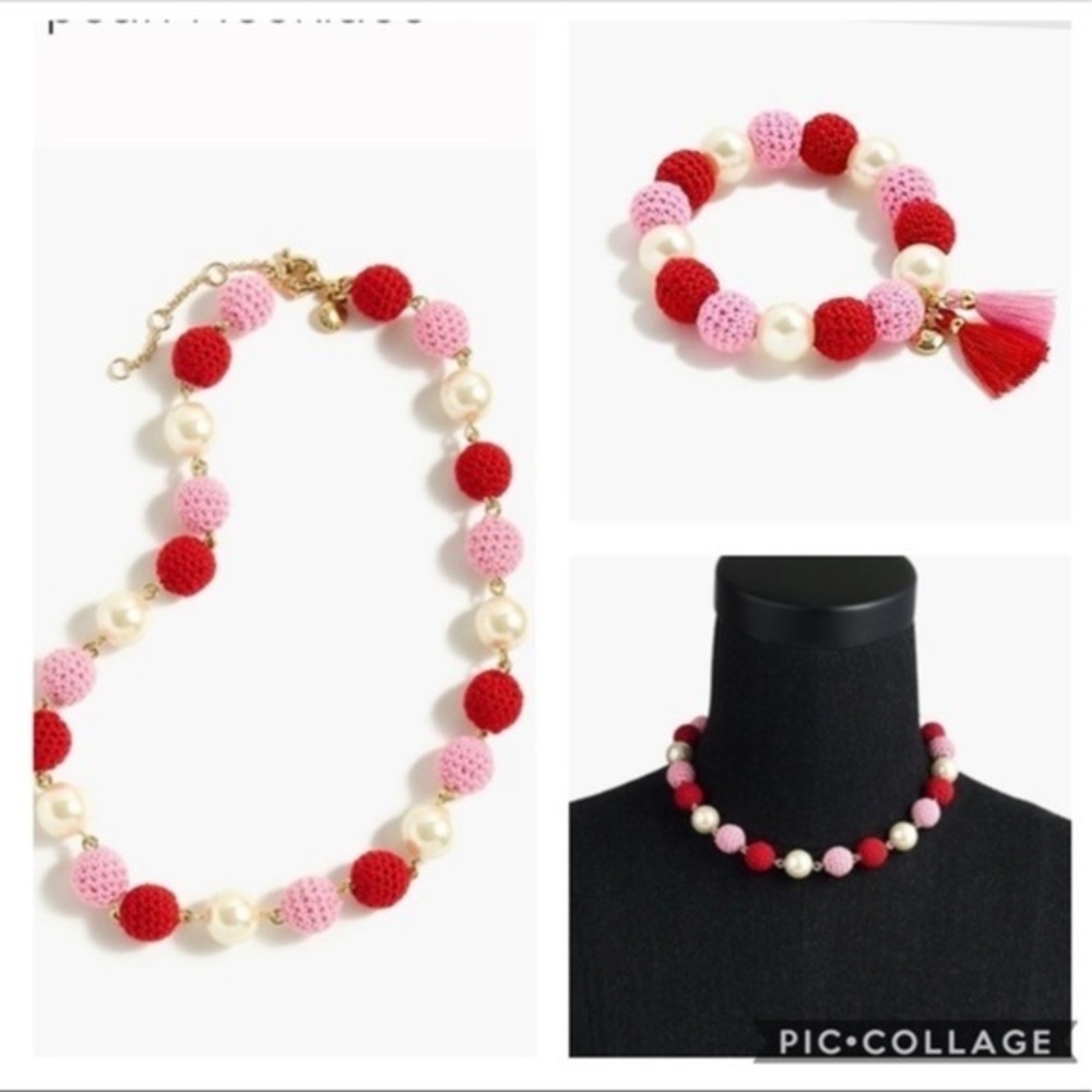 NWT J Crew Pearl & Crochet Bead Necklace & bracelet​